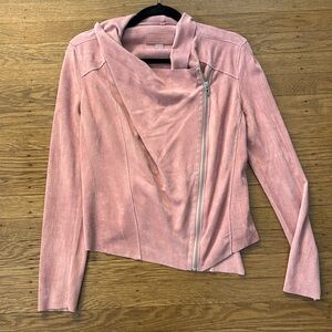 BlankNYC faux suede drape front jacket in dusty rose size small